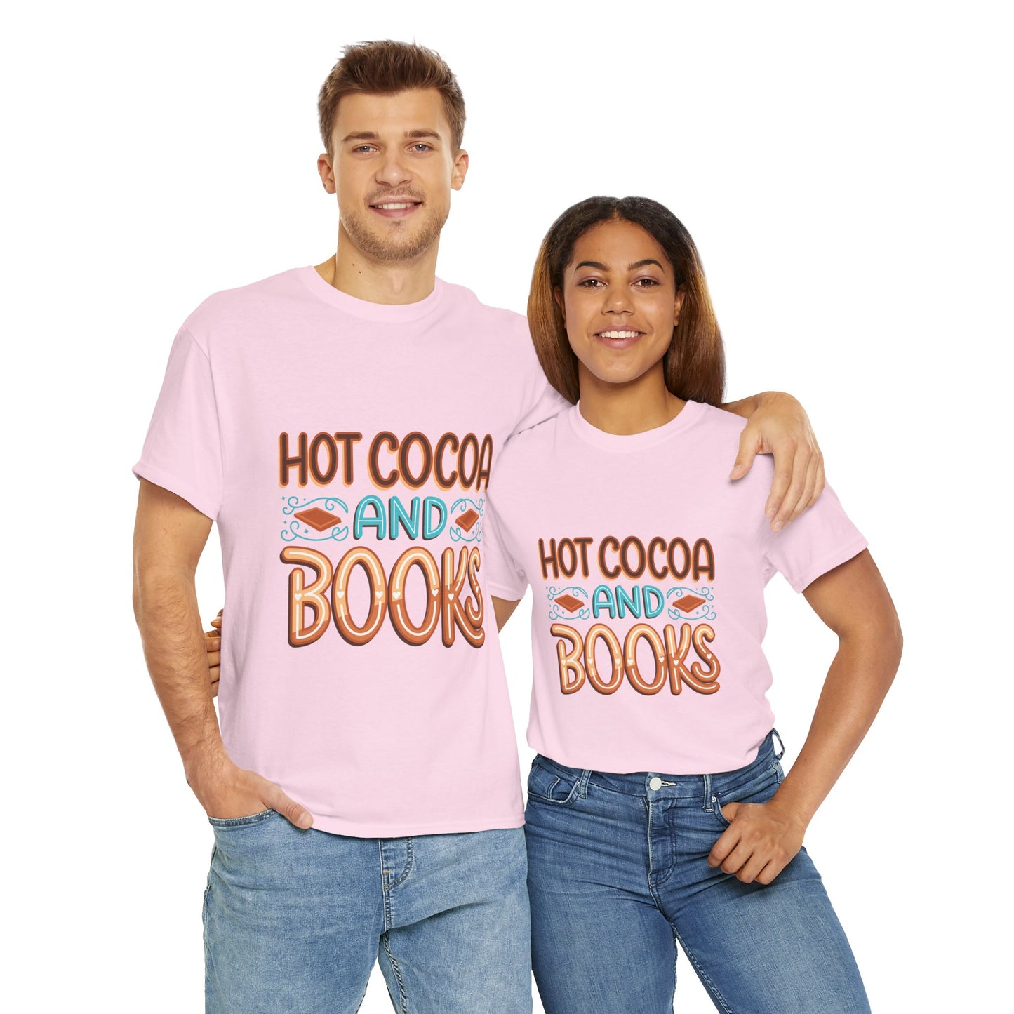 Hot Cocoa and Books Unisex Heavy Cotton T-Shirt