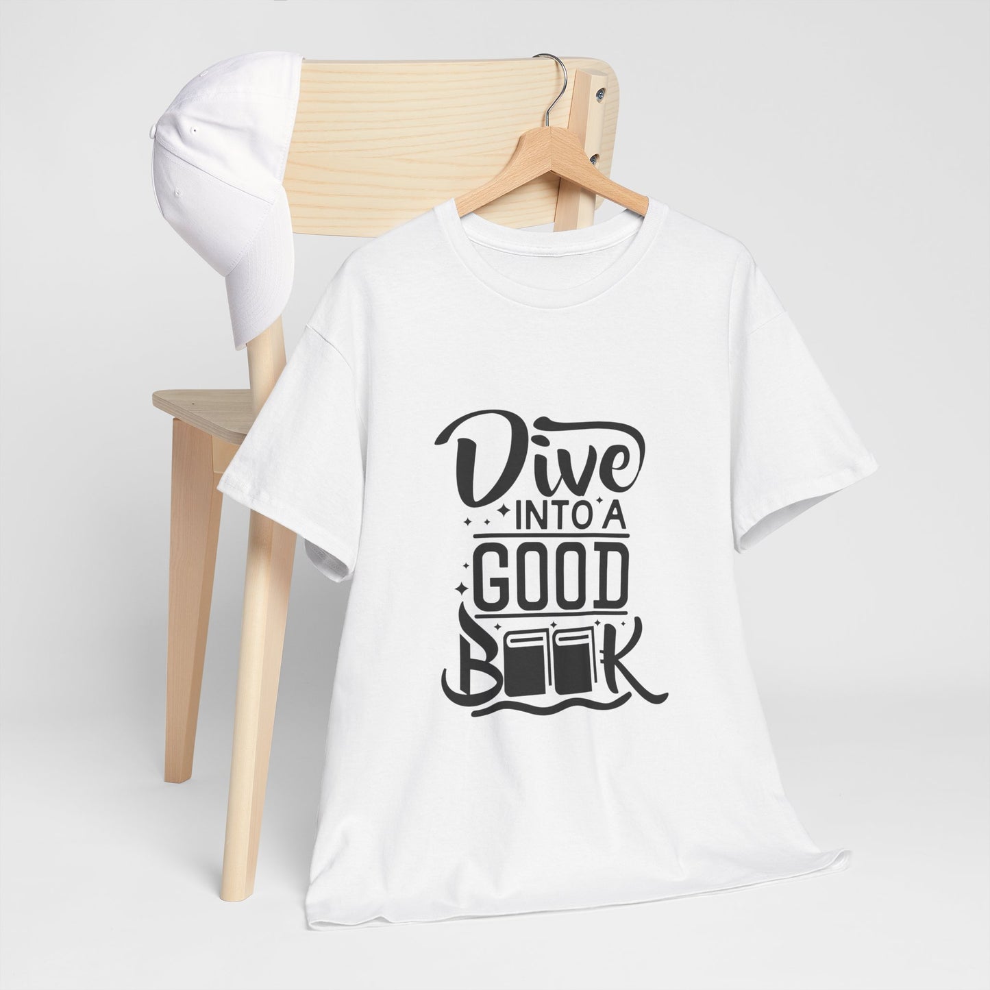 Dive Into a Good Book Unisex Heavy Cotton T-Shirt - Perfect Gift for Book Lovers