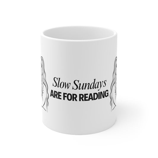 Slow Sundays Coffee Mug for Book Lovers | 11oz & 15oz Ceramic Cups | Perfect Gift for Readers