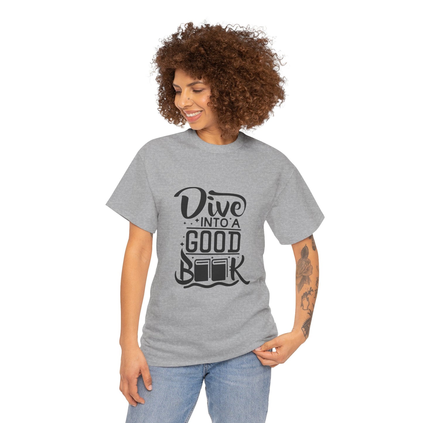 Dive Into a Good Book Unisex Heavy Cotton T-Shirt - Perfect Gift for Book Lovers