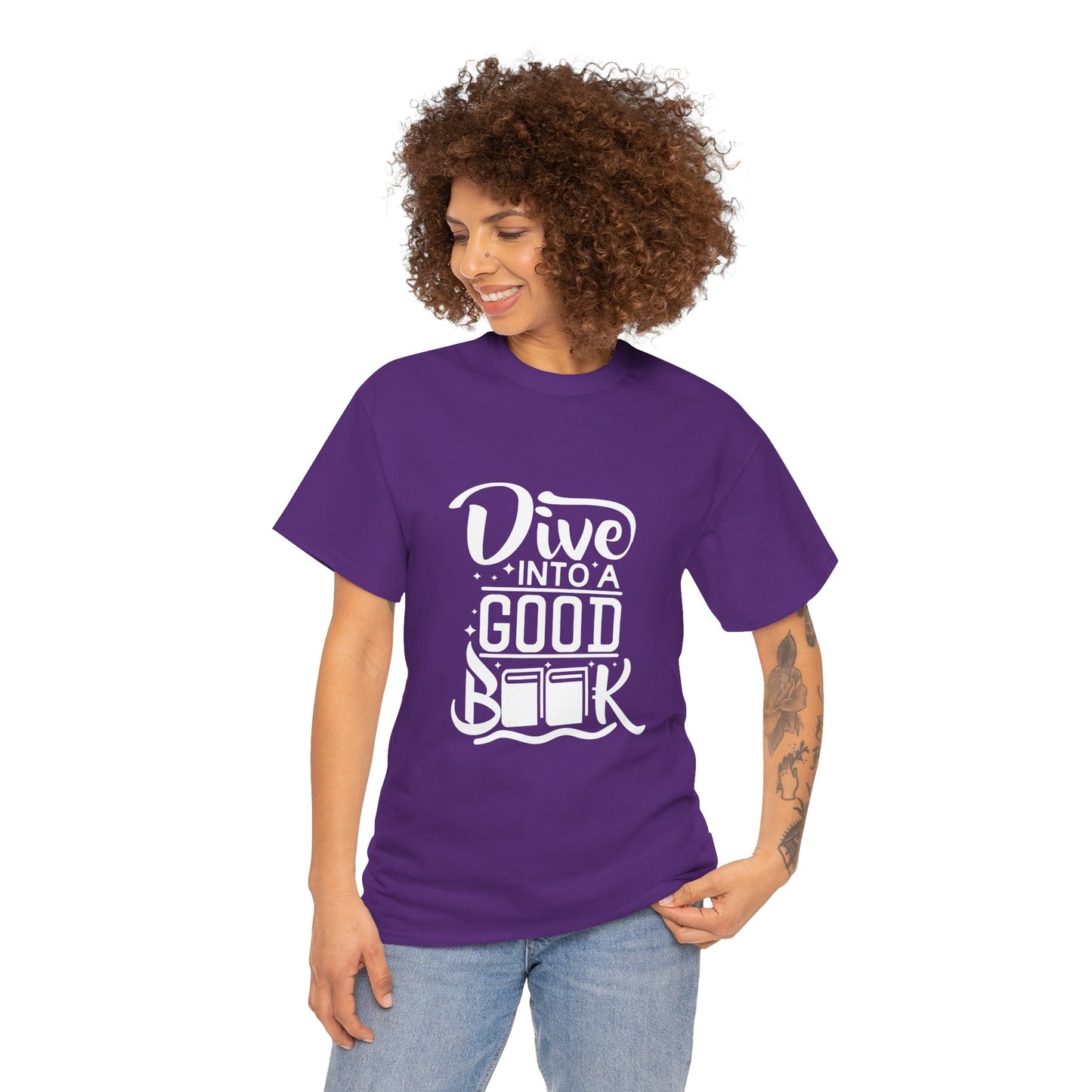 Dive Into a Good Book Unisex Heavy Cotton T-Shirt - Perfect Gift for Book Lovers