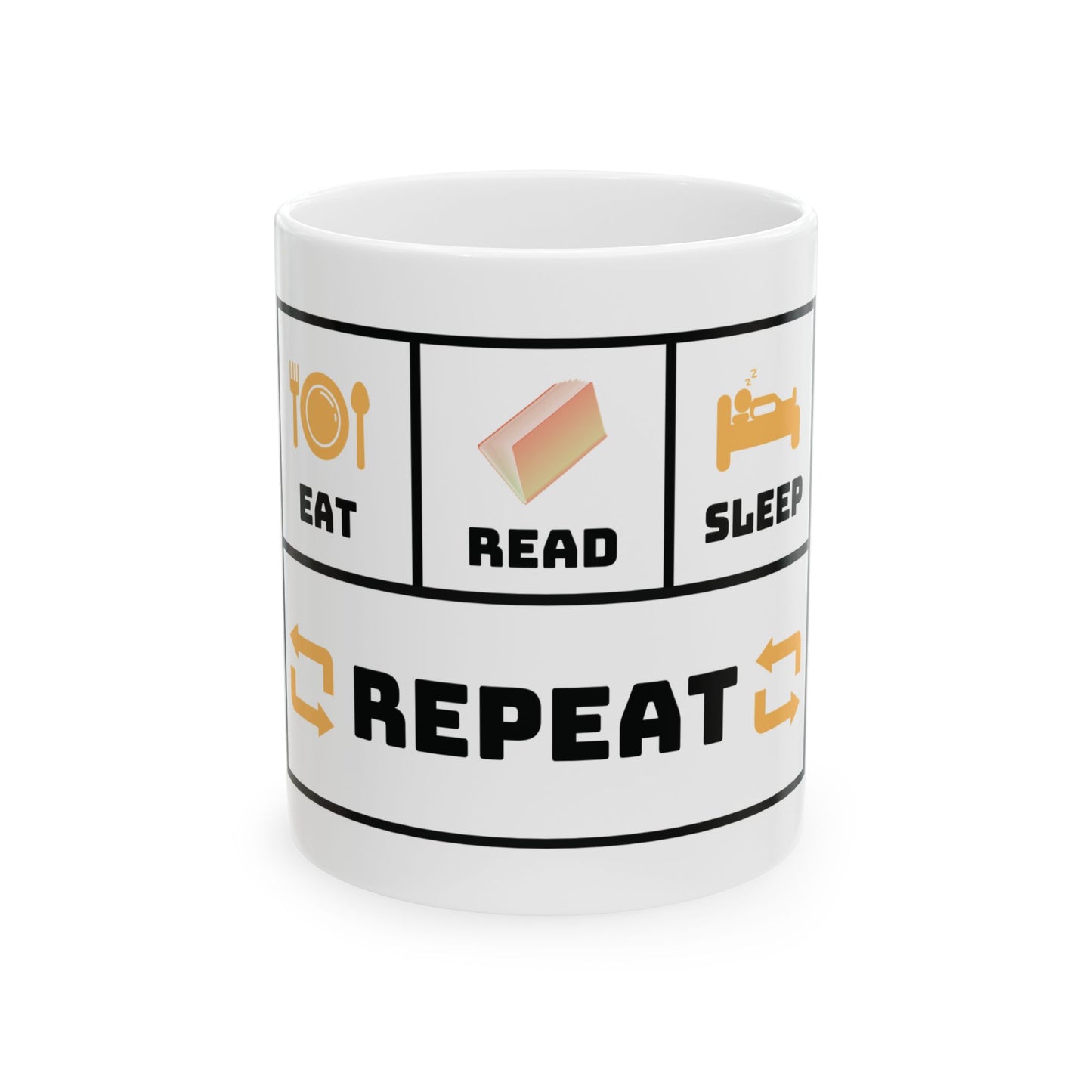 Funny Ceramic Mug - Eat, Read, Sleep, Repeat | Perfect Gift for Book Lovers and Coffee Enthusiasts