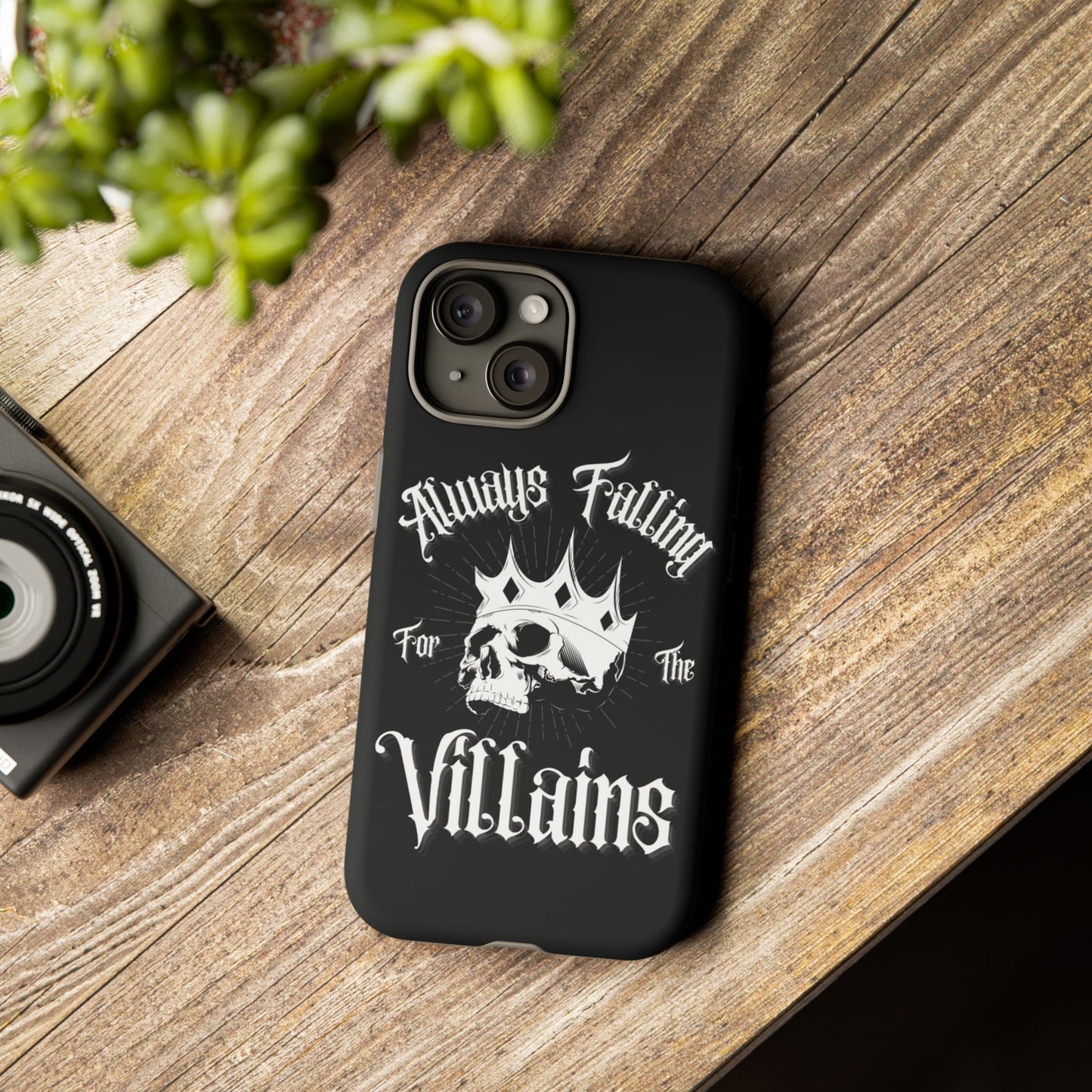 Always Falling For The Villains iPhone Case - Tough Skull Design