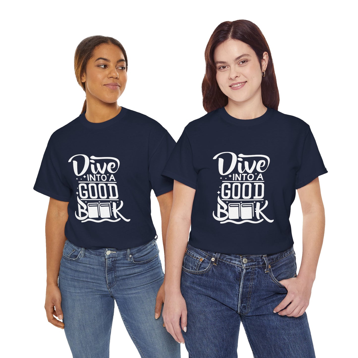 Dive Into a Good Book Unisex Heavy Cotton T-Shirt - Perfect Gift for Book Lovers