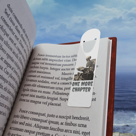 Humorous Skeleton Bookmark - 'One More Chapter' Metal Page Marker