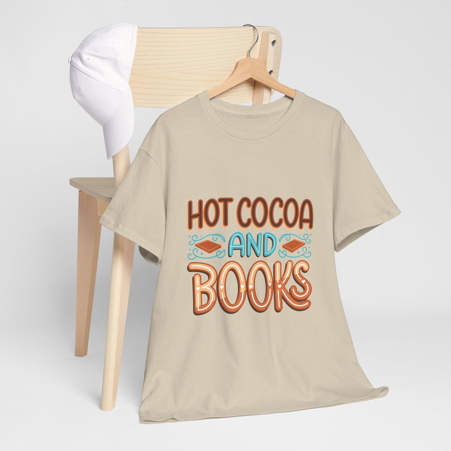 Hot Cocoa and Books Unisex Heavy Cotton T-Shirt