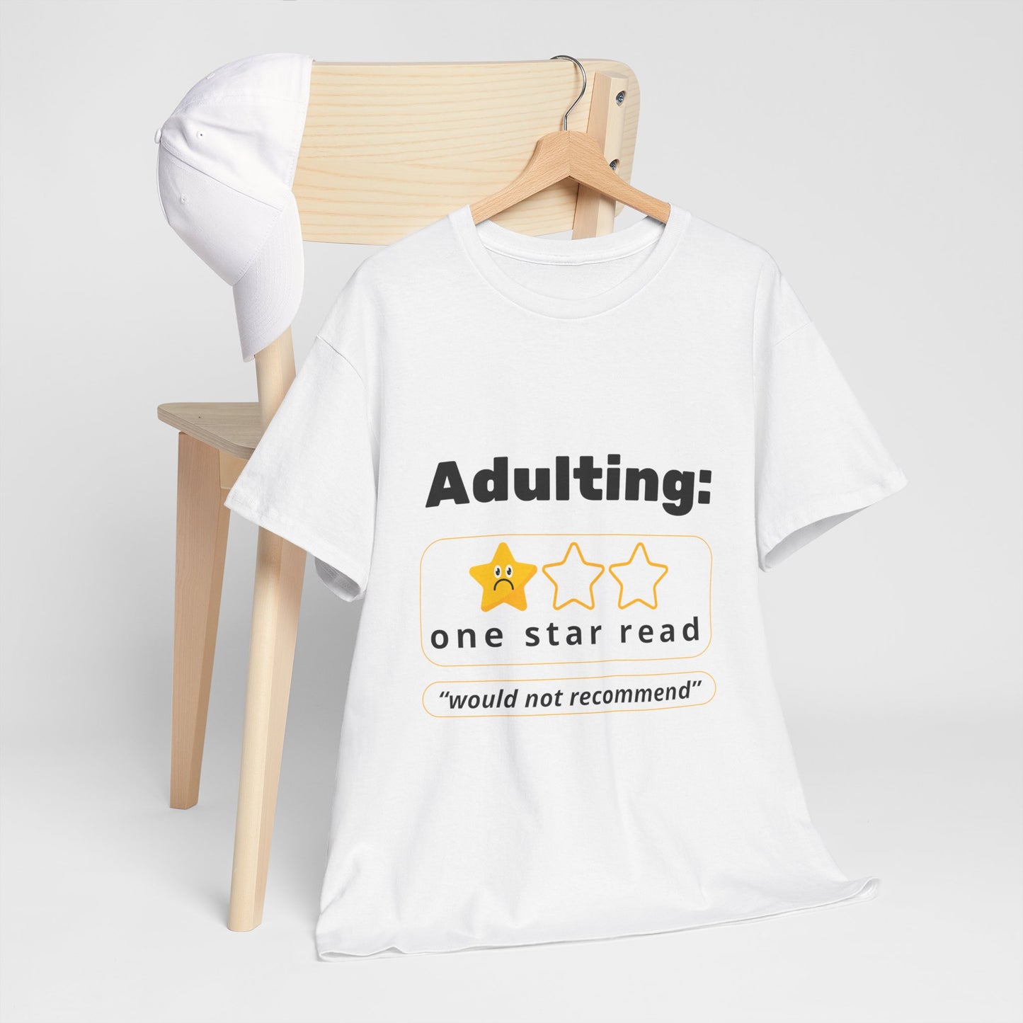 Funny Unisex Heavy Cotton T-Shirt - 'Adulting: One Star Read' Graphic T-Shirt