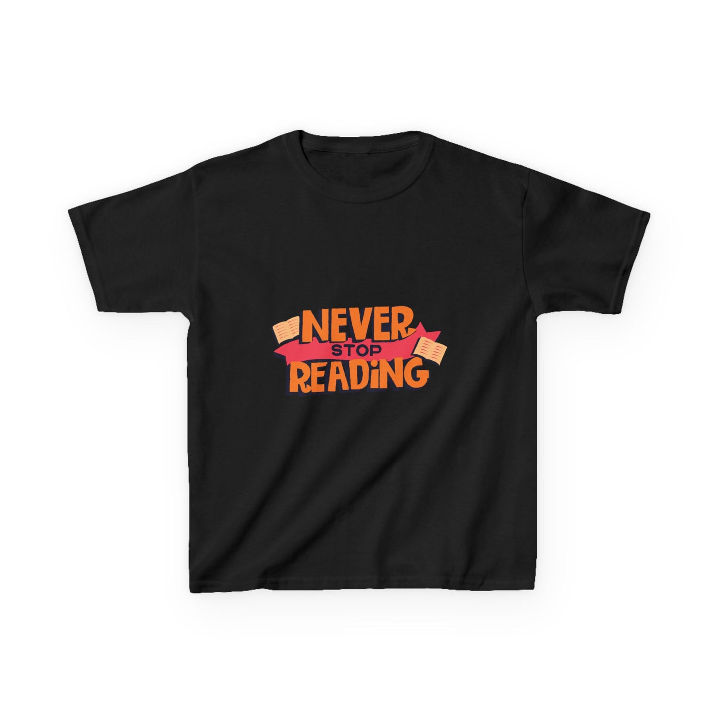 Kids 'Never Stop Reading' Heavy Cotton T-Shirt | Perfect Gift for Young Book Lovers