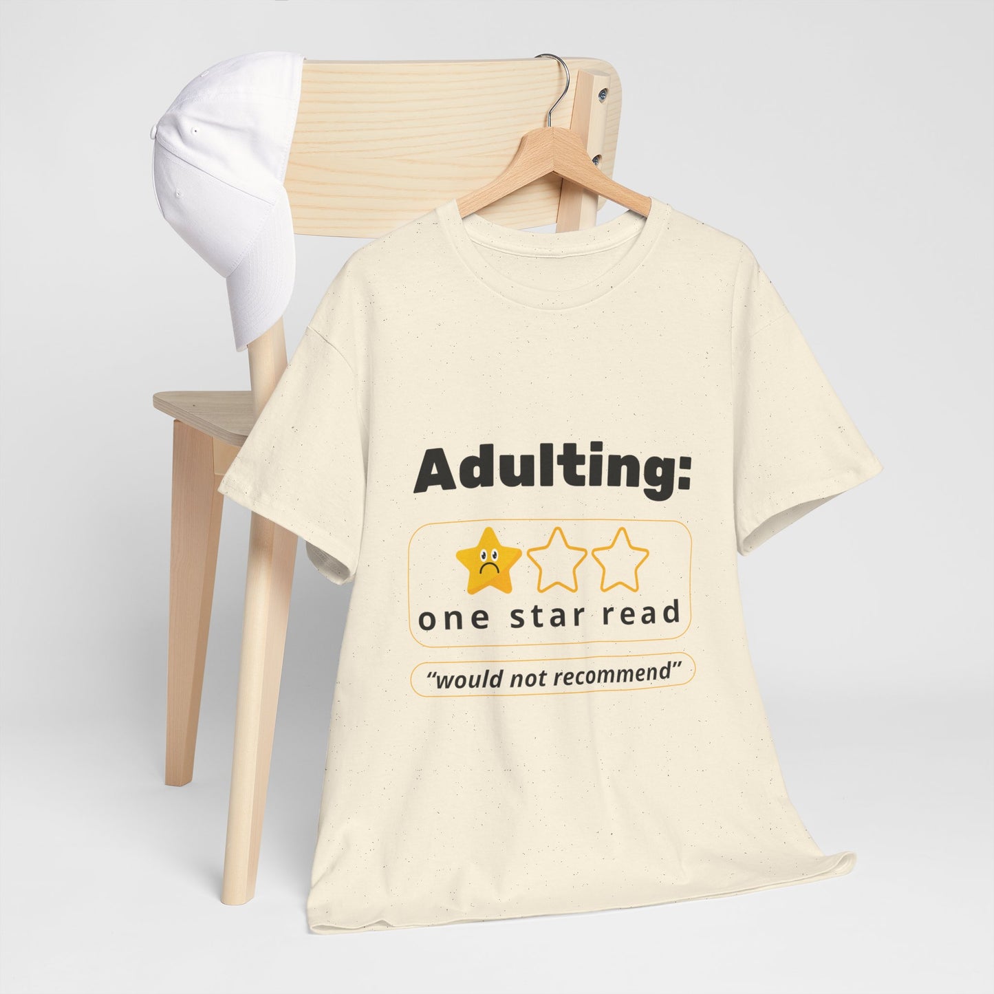 Funny Unisex Heavy Cotton T-Shirt - 'Adulting: One Star Read' Graphic T-Shirt