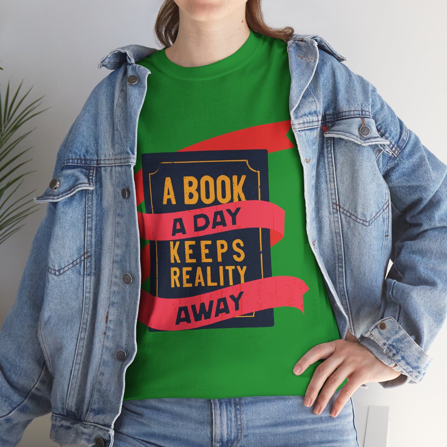 Unisex "A Book a Day Keeps Reality Away" Heavy Cotton T-Shirt - Perfect Gift for Readers