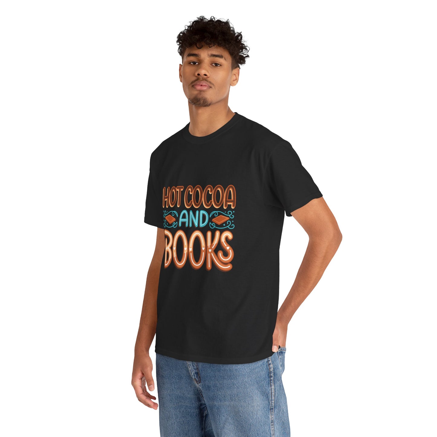 Hot Cocoa and Books Unisex Heavy Cotton T-Shirt