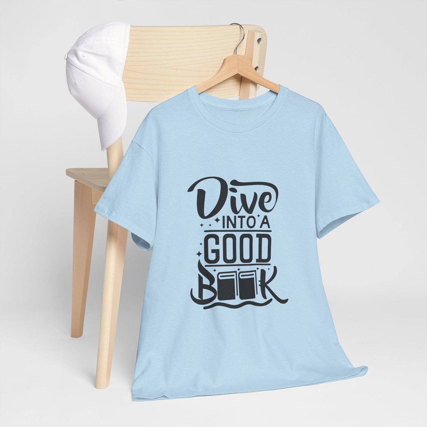 Dive Into a Good Book Unisex Heavy Cotton T-Shirt - Perfect Gift for Book Lovers