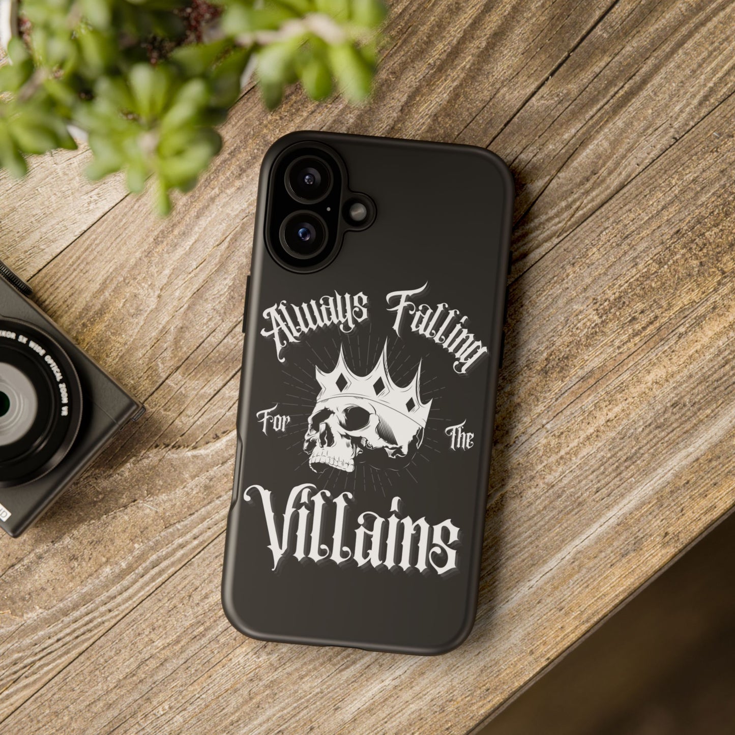 Always Falling For The Villains iPhone Case - Tough Skull Design