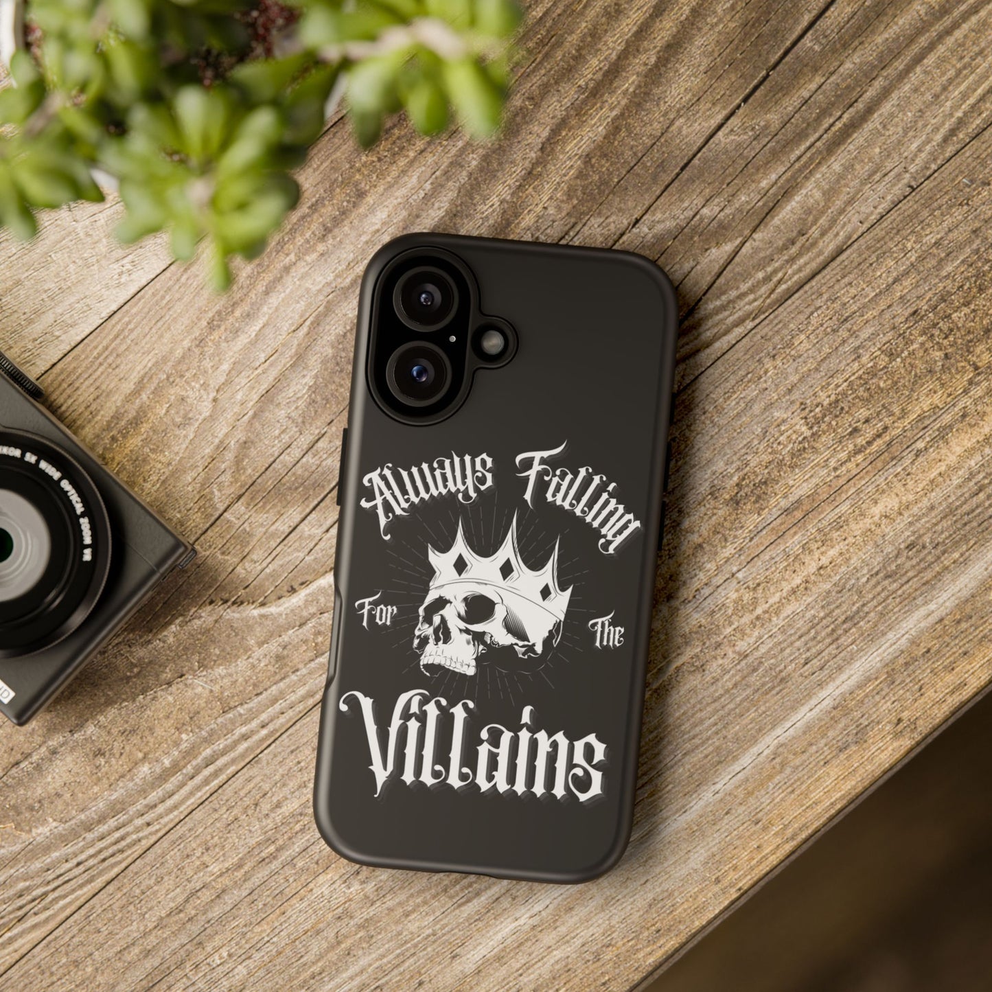 Always Falling For The Villains iPhone Case - Tough Skull Design