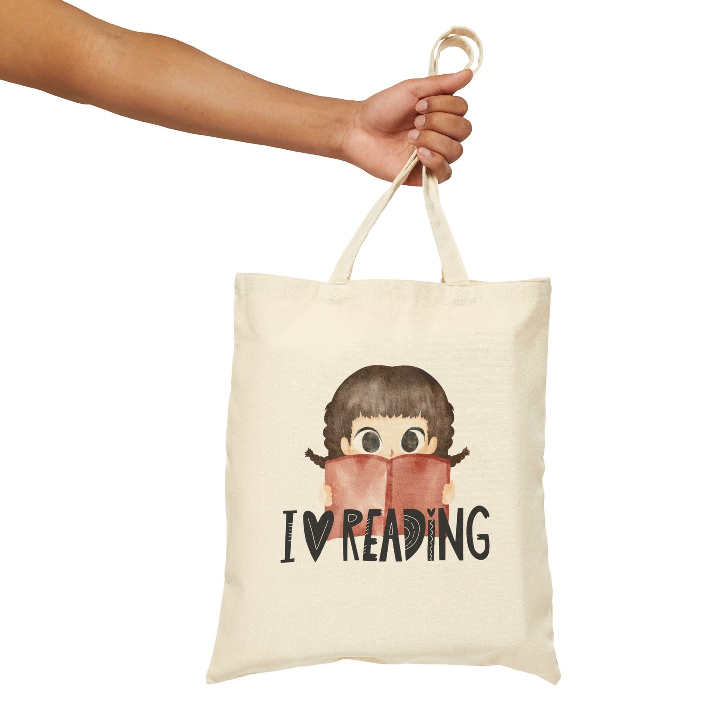 I ❤️ Reading Cotton Canvas Tote Bag - Perfect Gift for Book Lovers