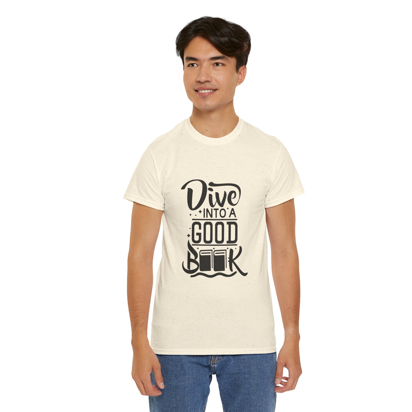 Dive Into a Good Book Unisex Heavy Cotton T-Shirt - Perfect Gift for Book Lovers