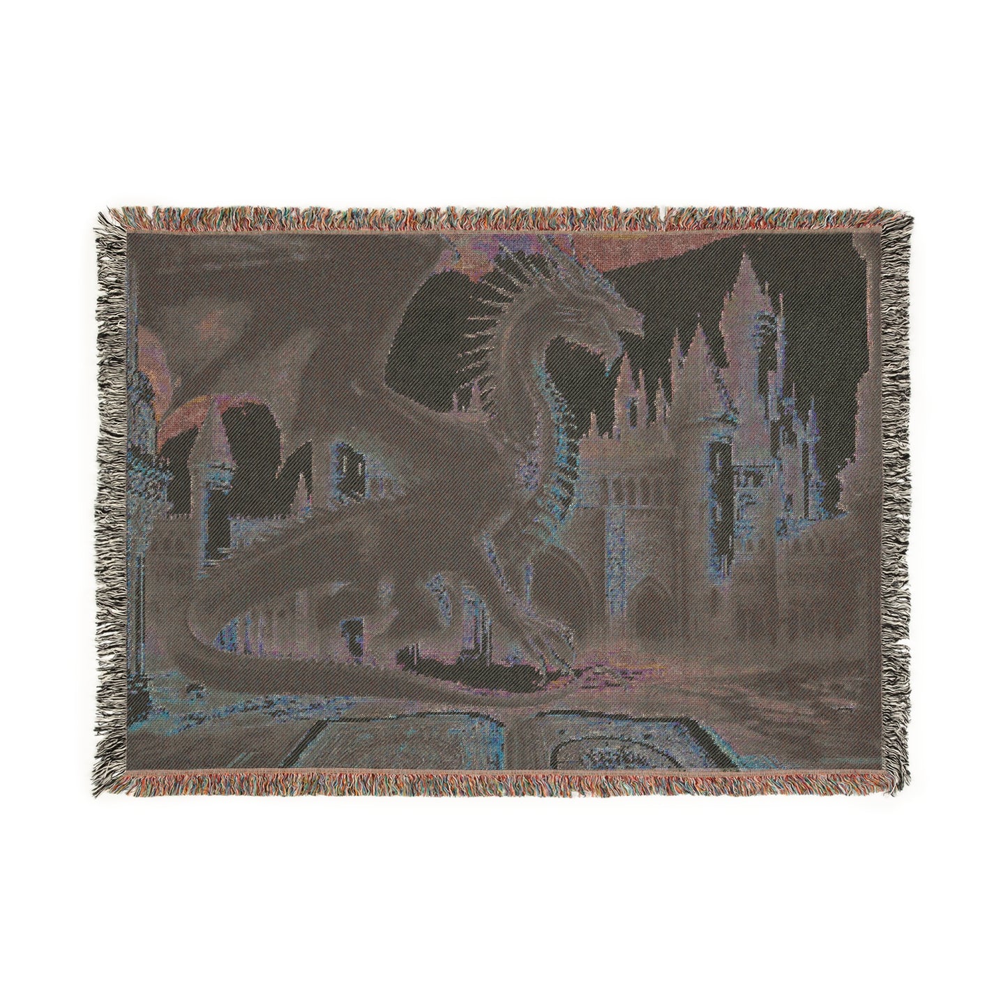 Majestic Dragon Woven Blanket – Cozy Fantasy Decor for Home Library