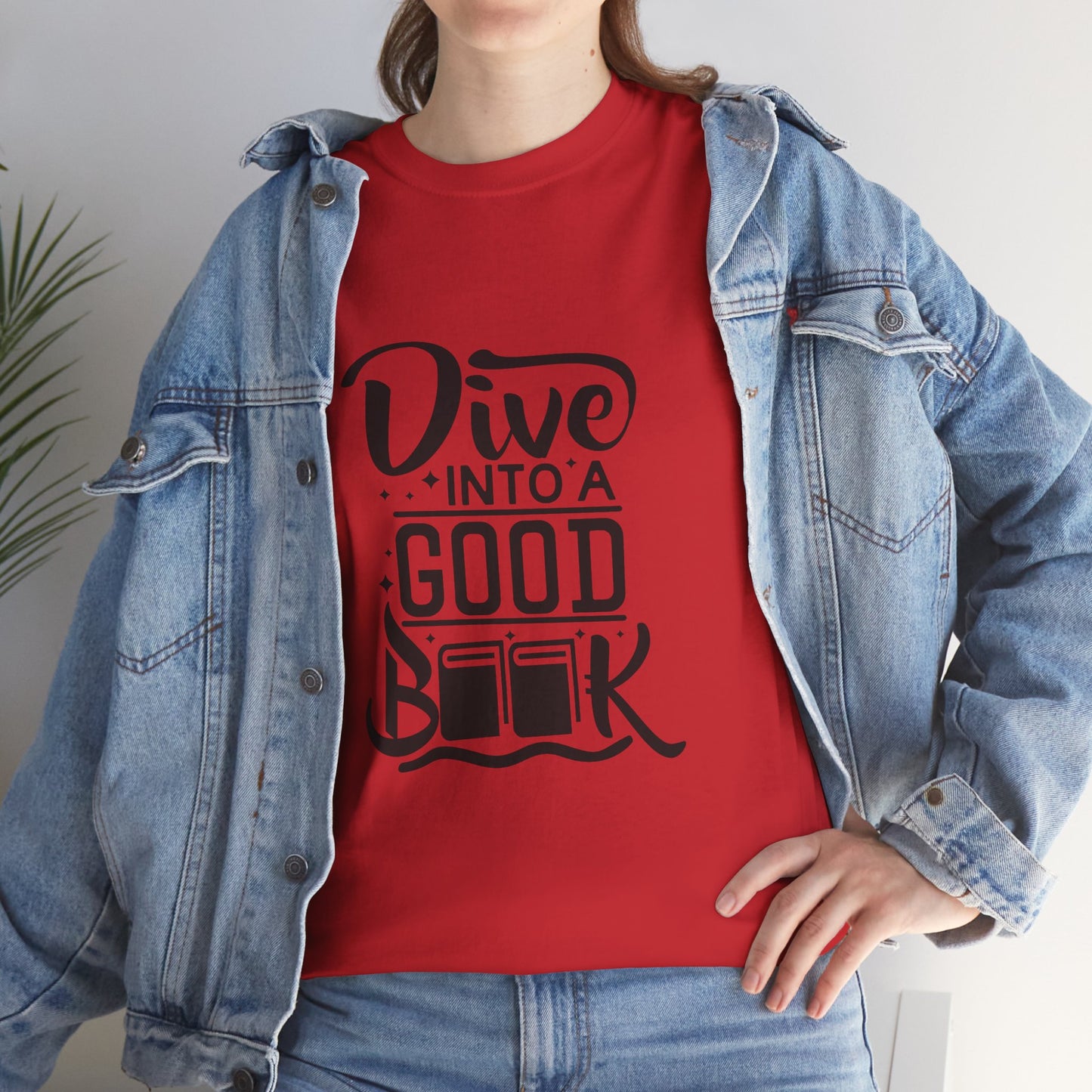 Dive Into a Good Book Unisex Heavy Cotton T-Shirt - Perfect Gift for Book Lovers