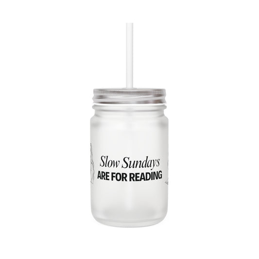 Chic Mason Jar with Straw - "Slow Sundays Are for Reading"