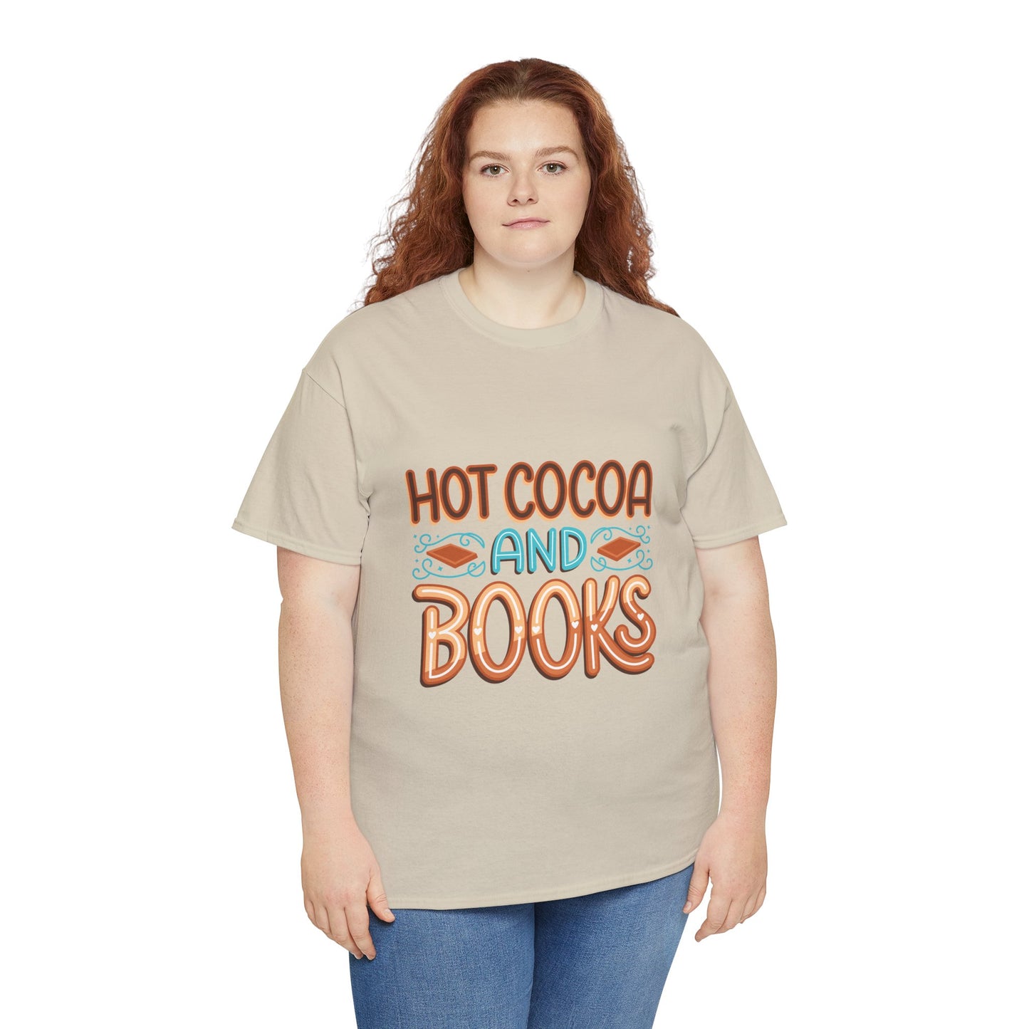 Hot Cocoa and Books Unisex Heavy Cotton T-Shirt