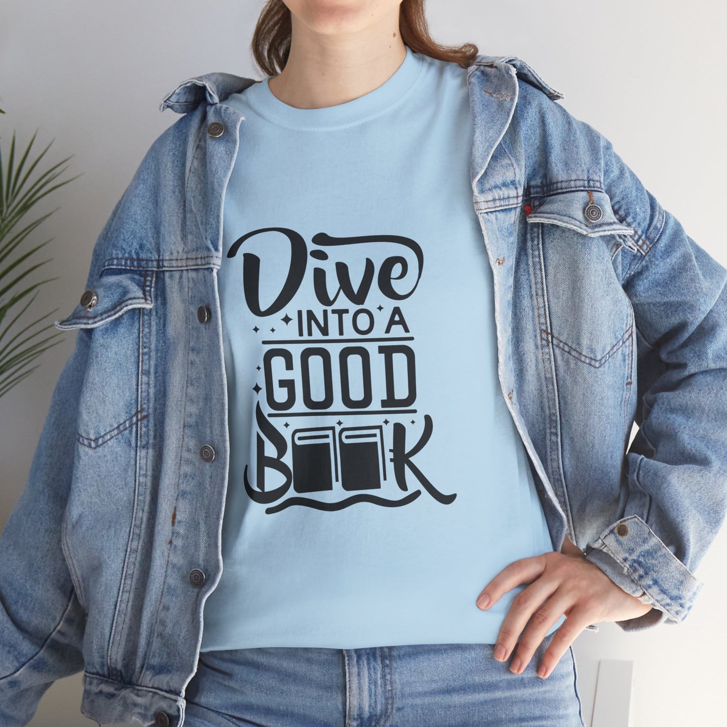 Dive Into a Good Book Unisex Heavy Cotton T-Shirt - Perfect Gift for Book Lovers