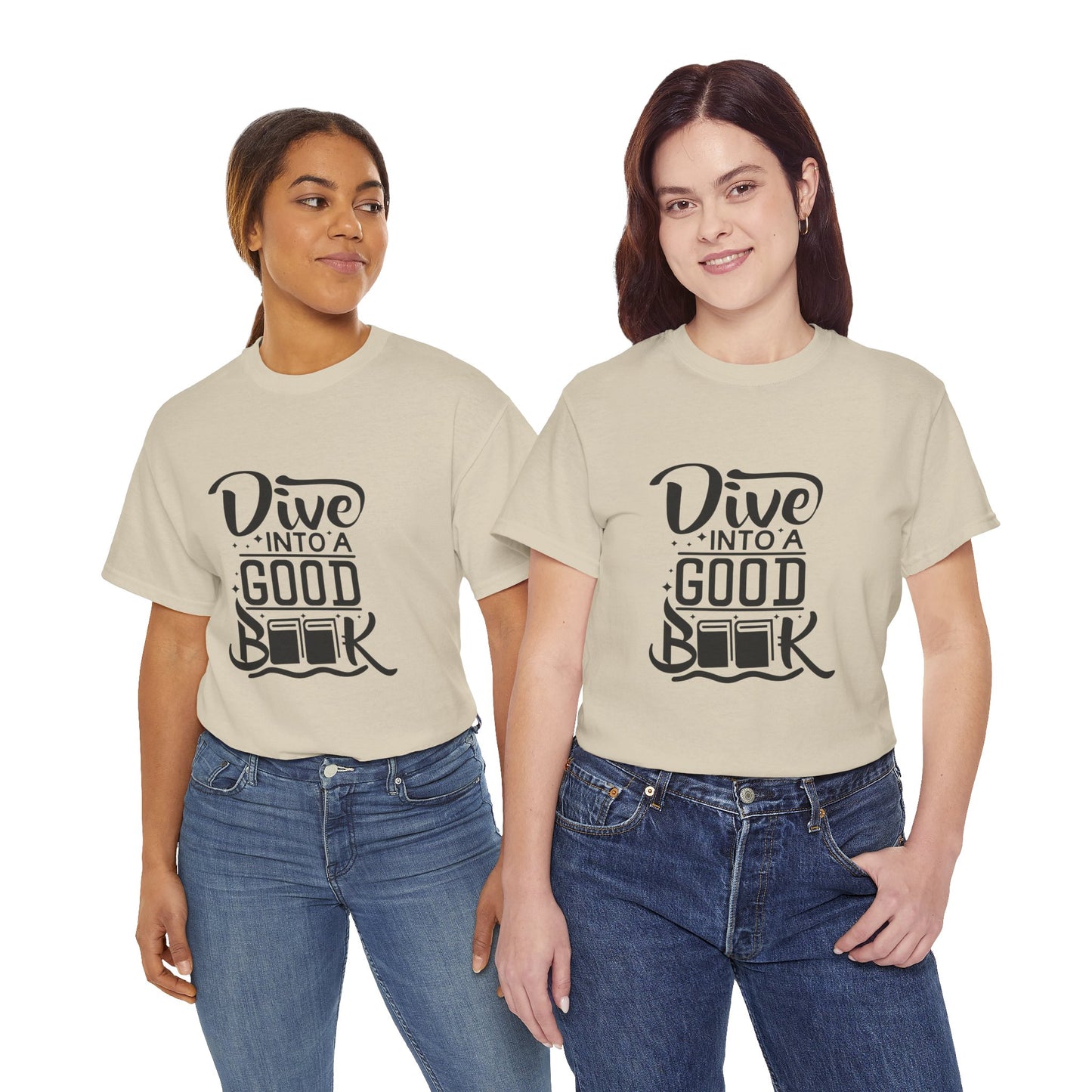 Dive Into a Good Book Unisex Heavy Cotton T-Shirt - Perfect Gift for Book Lovers