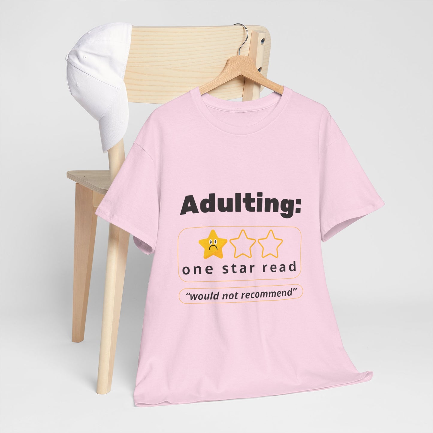 Funny Unisex Heavy Cotton T-Shirt - 'Adulting: One Star Read' Graphic T-Shirt