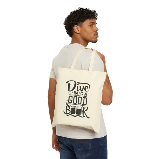 Dive Into a Good Book Cotton Canvas Tote Bag - Eco-Friendly Book Lover's Bag