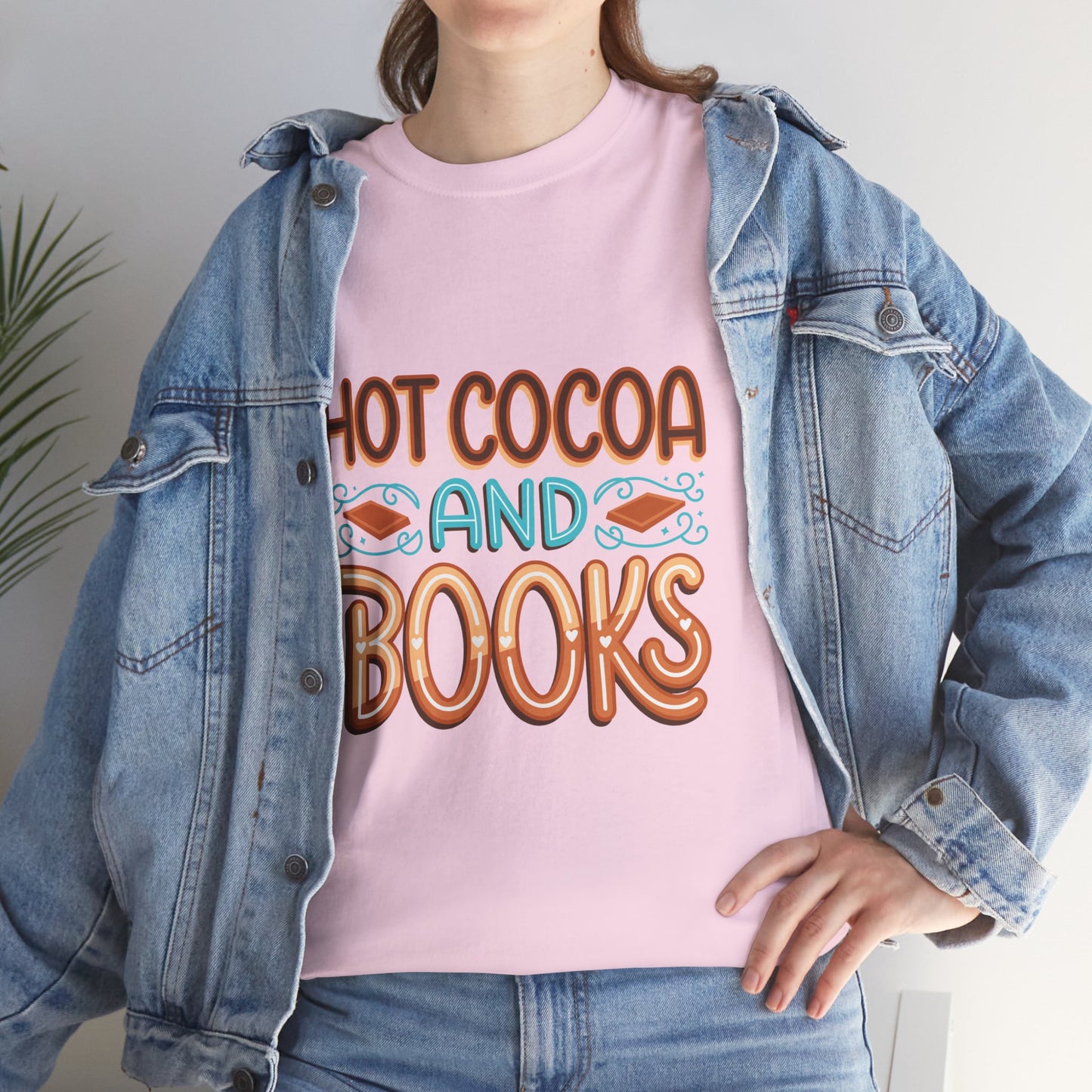 Hot Cocoa and Books Unisex Heavy Cotton T-Shirt