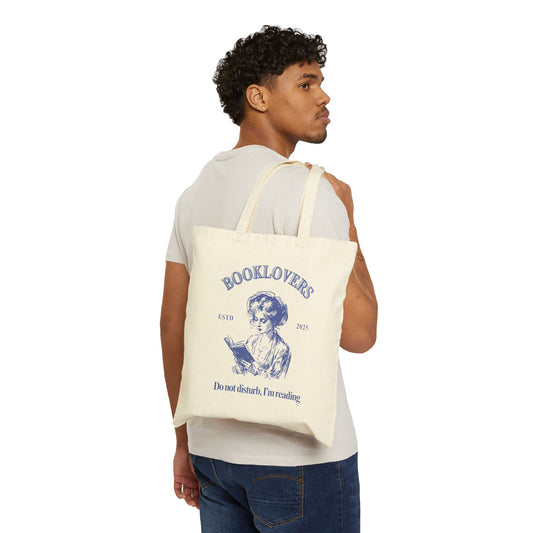 Book Lovers Cotton Canvas Tote Bag - "Do Not Disturb, I'm Reading"