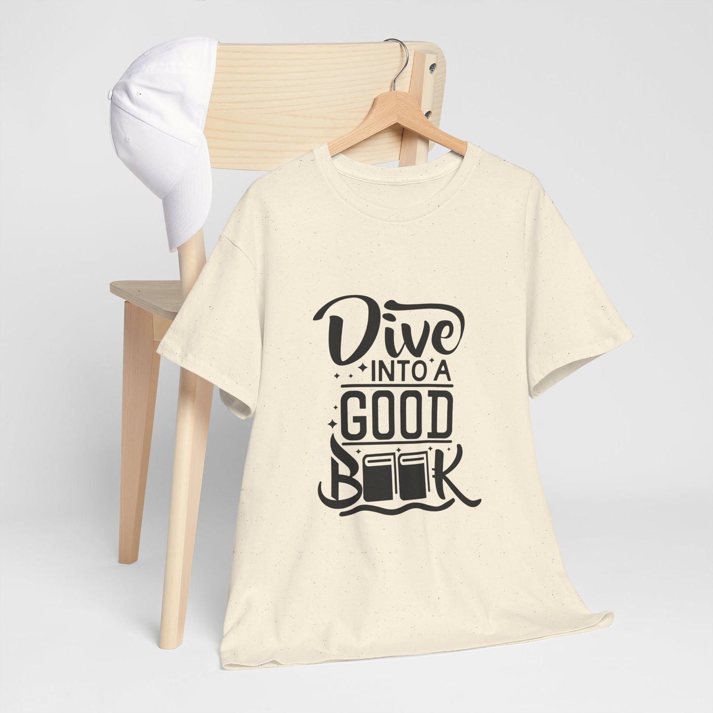 Dive Into a Good Book Unisex Heavy Cotton T-Shirt - Perfect Gift for Book Lovers