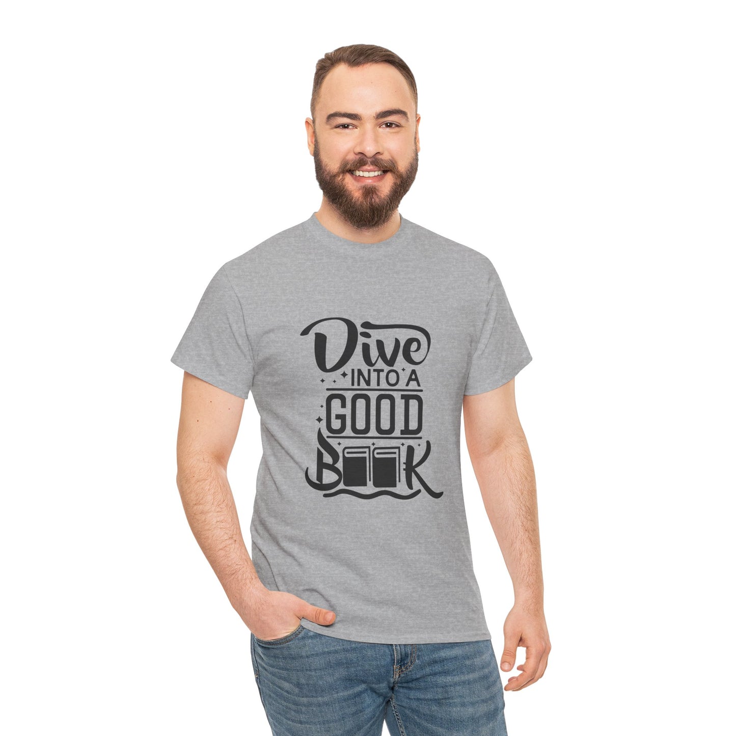 Dive Into a Good Book Unisex Heavy Cotton T-Shirt - Perfect Gift for Book Lovers