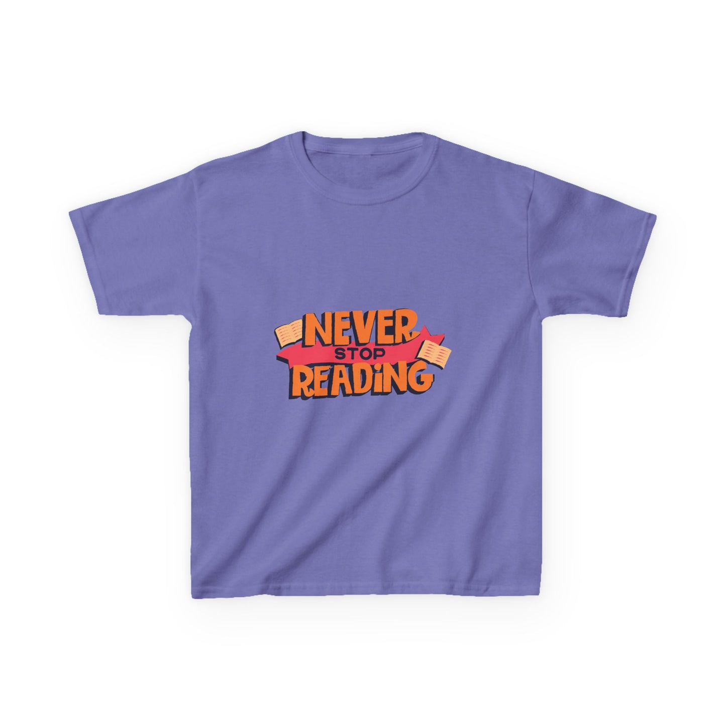 Kids 'Never Stop Reading' Heavy Cotton T-Shirt | Perfect Gift for Young Book Lovers