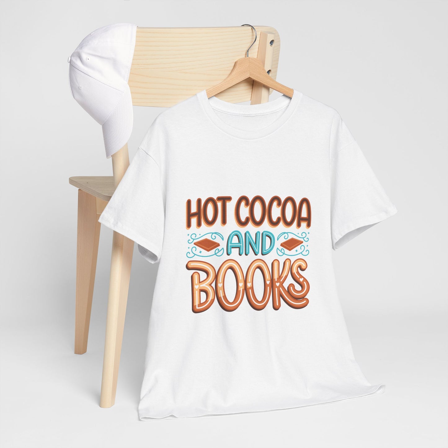 Hot Cocoa and Books Unisex Heavy Cotton T-Shirt