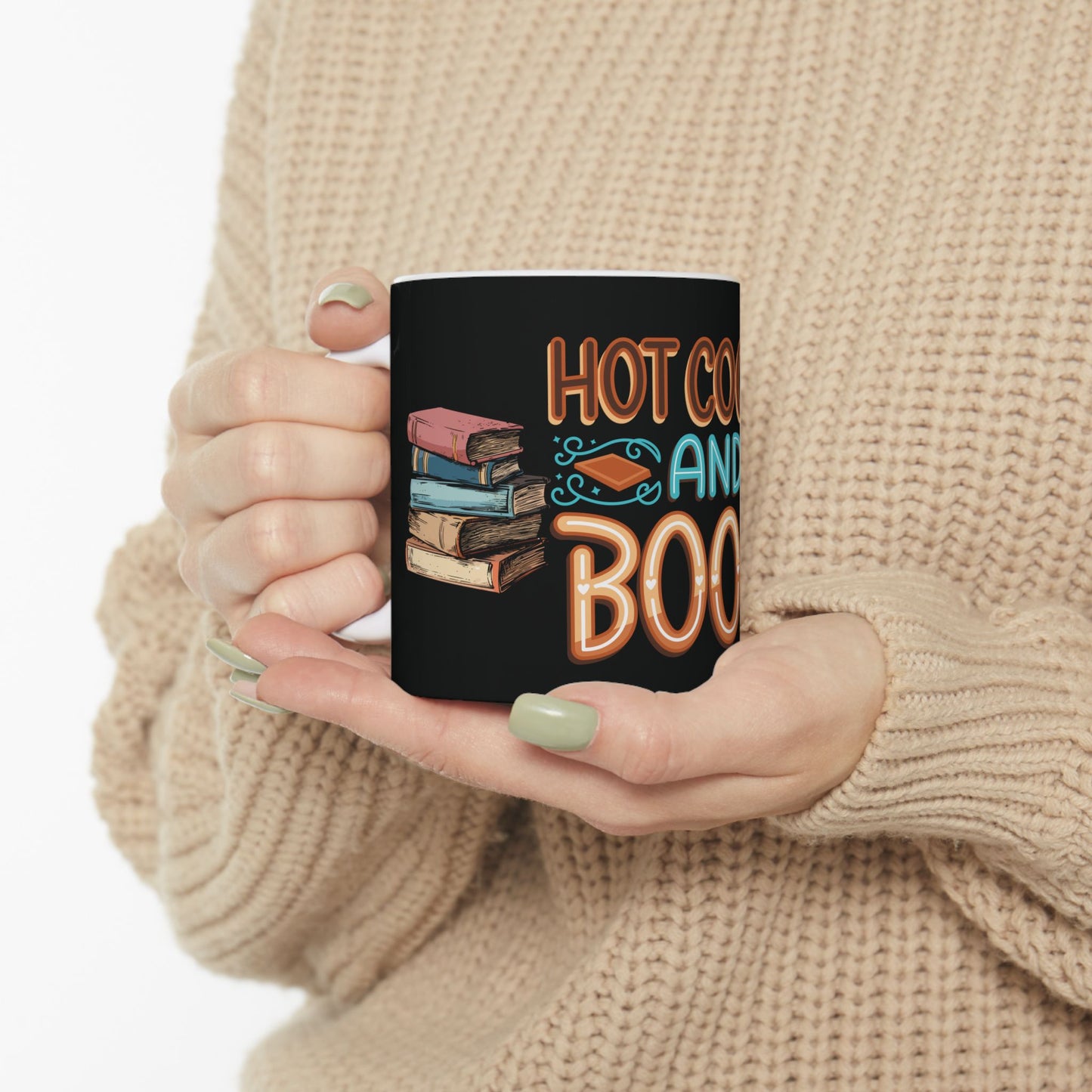 Hot Cocoa and Books Ceramic Mug - Perfect Gift for Cozy Readers