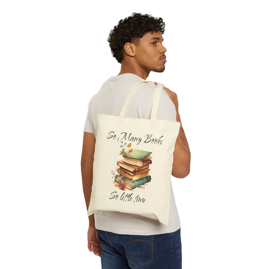 So Many Books Cotton Canvas Tote Bag - Perfect for Book Lovers & Eco-Friendly Shoppers