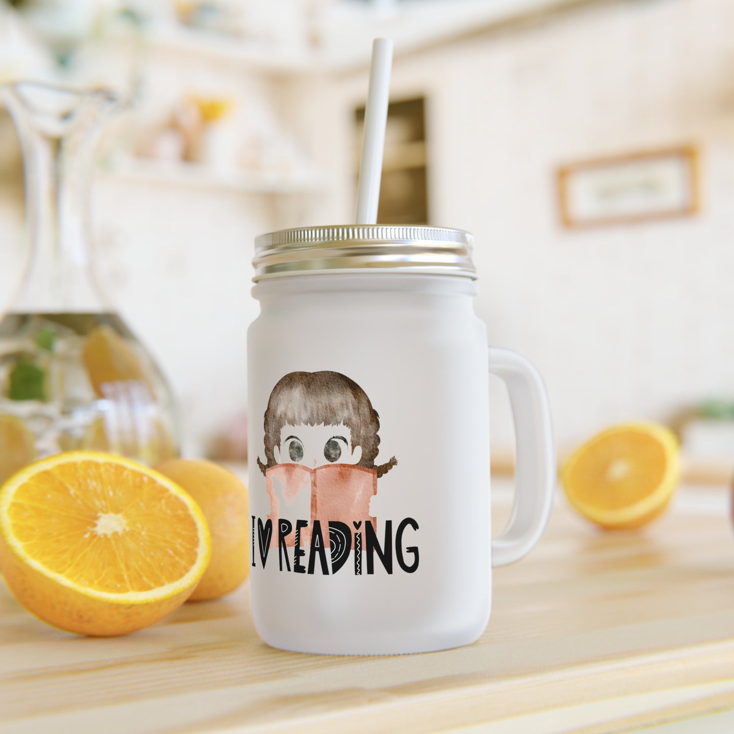 I Heart Reading Mason Jar with Straw - Perfect Gift for Book Lovers