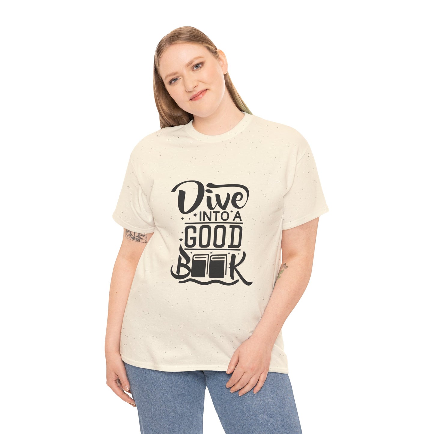 Dive Into a Good Book Unisex Heavy Cotton T-Shirt - Perfect Gift for Book Lovers