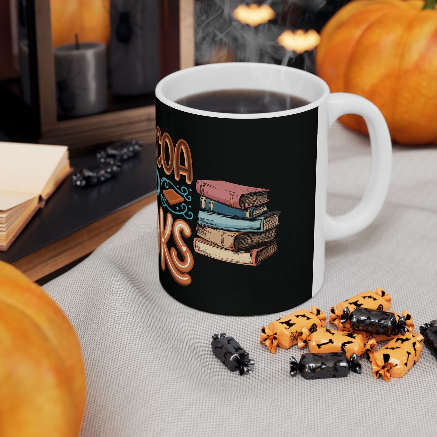 Hot Cocoa and Books Ceramic Mug - Perfect Gift for Cozy Readers