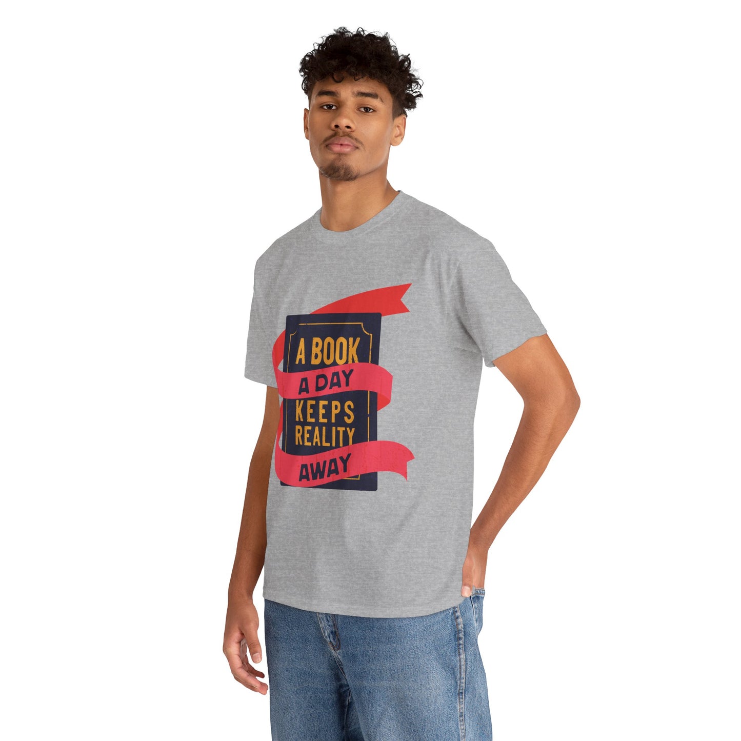 Unisex "A Book a Day Keeps Reality Away" Heavy Cotton T-Shirt - Perfect Gift for Readers