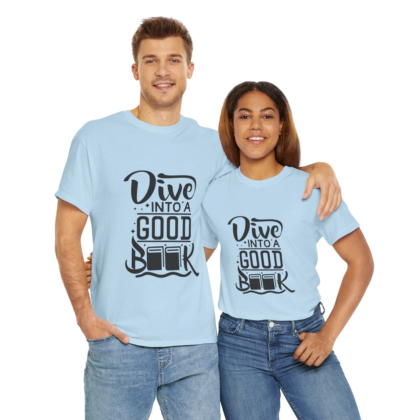 Dive Into a Good Book Unisex Heavy Cotton T-Shirt - Perfect Gift for Book Lovers