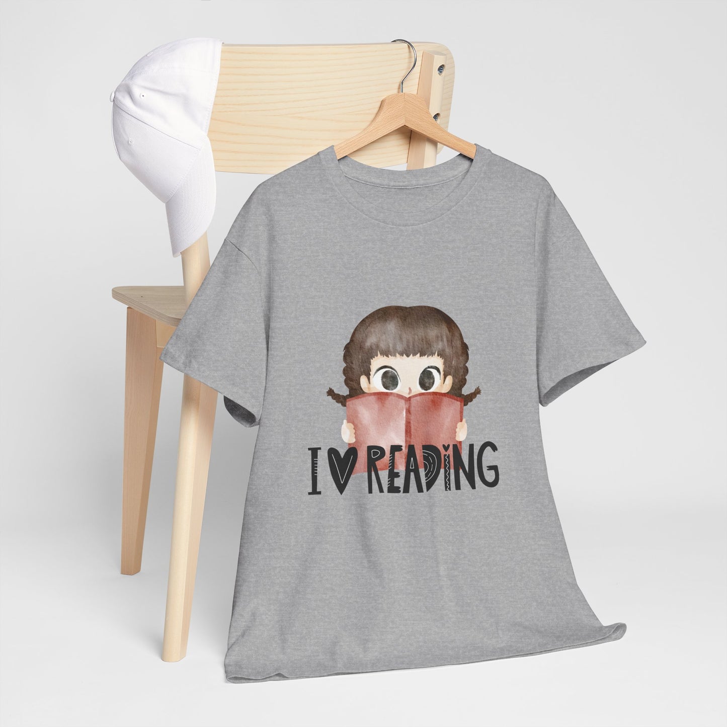 I Love Reading Unisex Heavy Cotton T-Shirt - Perfect Gift for Book Lovers