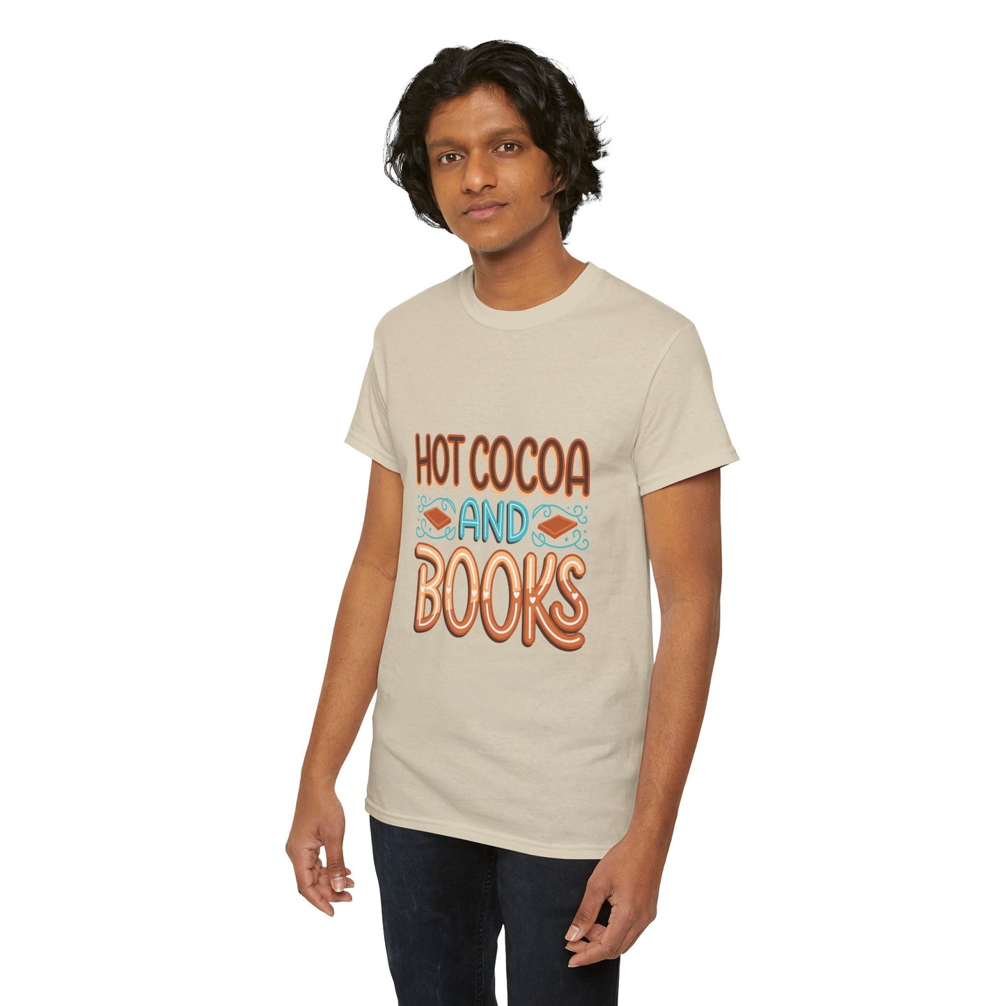 Hot Cocoa and Books Unisex Heavy Cotton T-Shirt