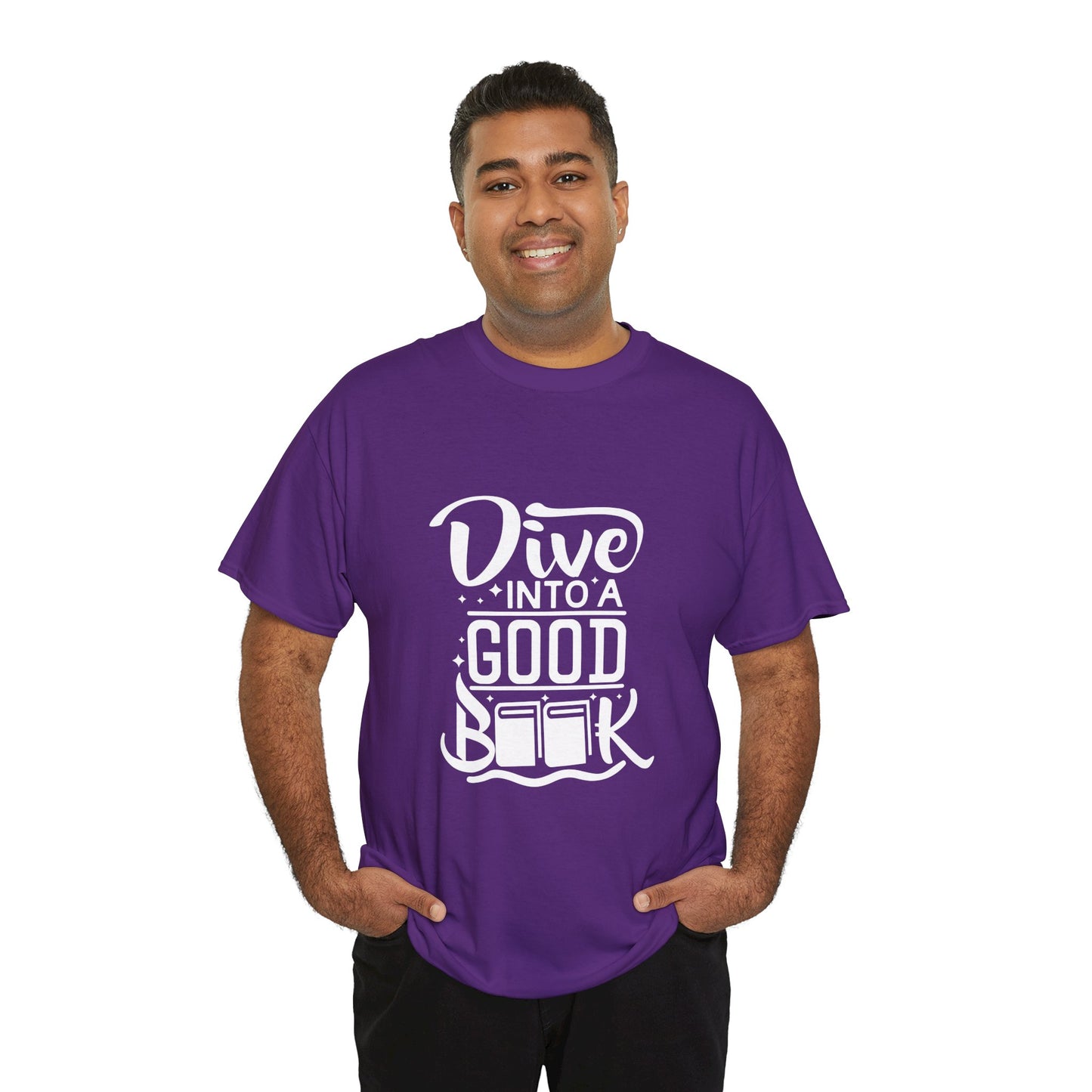 Dive Into a Good Book Unisex Heavy Cotton T-Shirt - Perfect Gift for Book Lovers