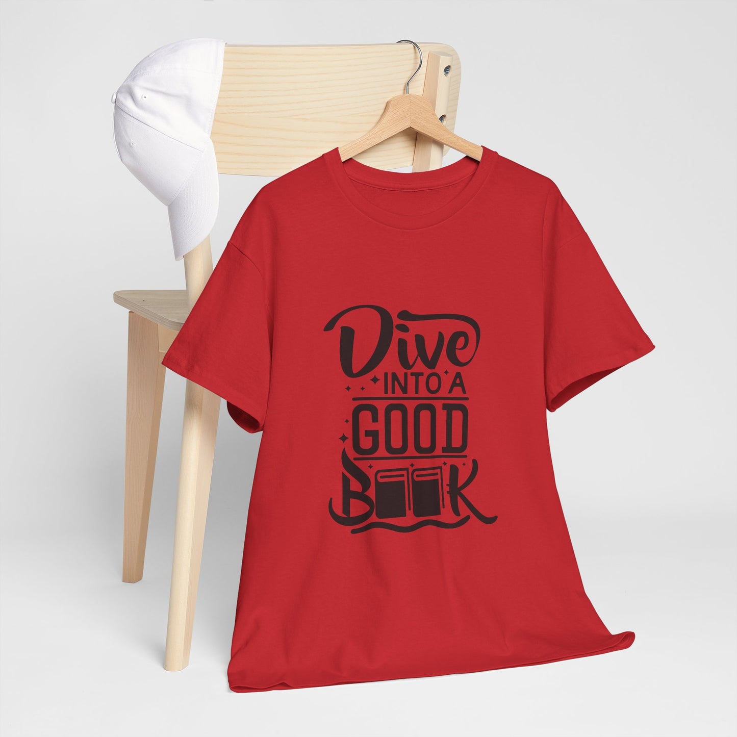 Dive Into a Good Book Unisex Heavy Cotton T-Shirt - Perfect Gift for Book Lovers