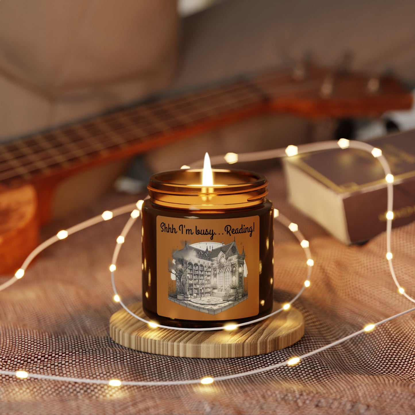 Scented Soy Candle - "Shhh I'm Busy... Reading!" - Cozy Reading Nook Decor