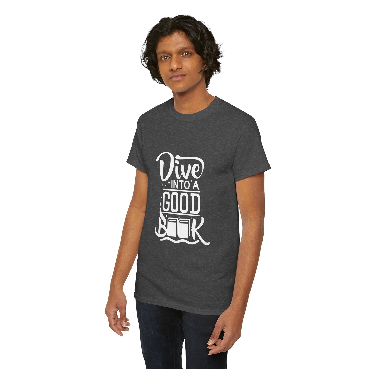 Dive Into a Good Book Unisex Heavy Cotton T-Shirt - Perfect Gift for Book Lovers