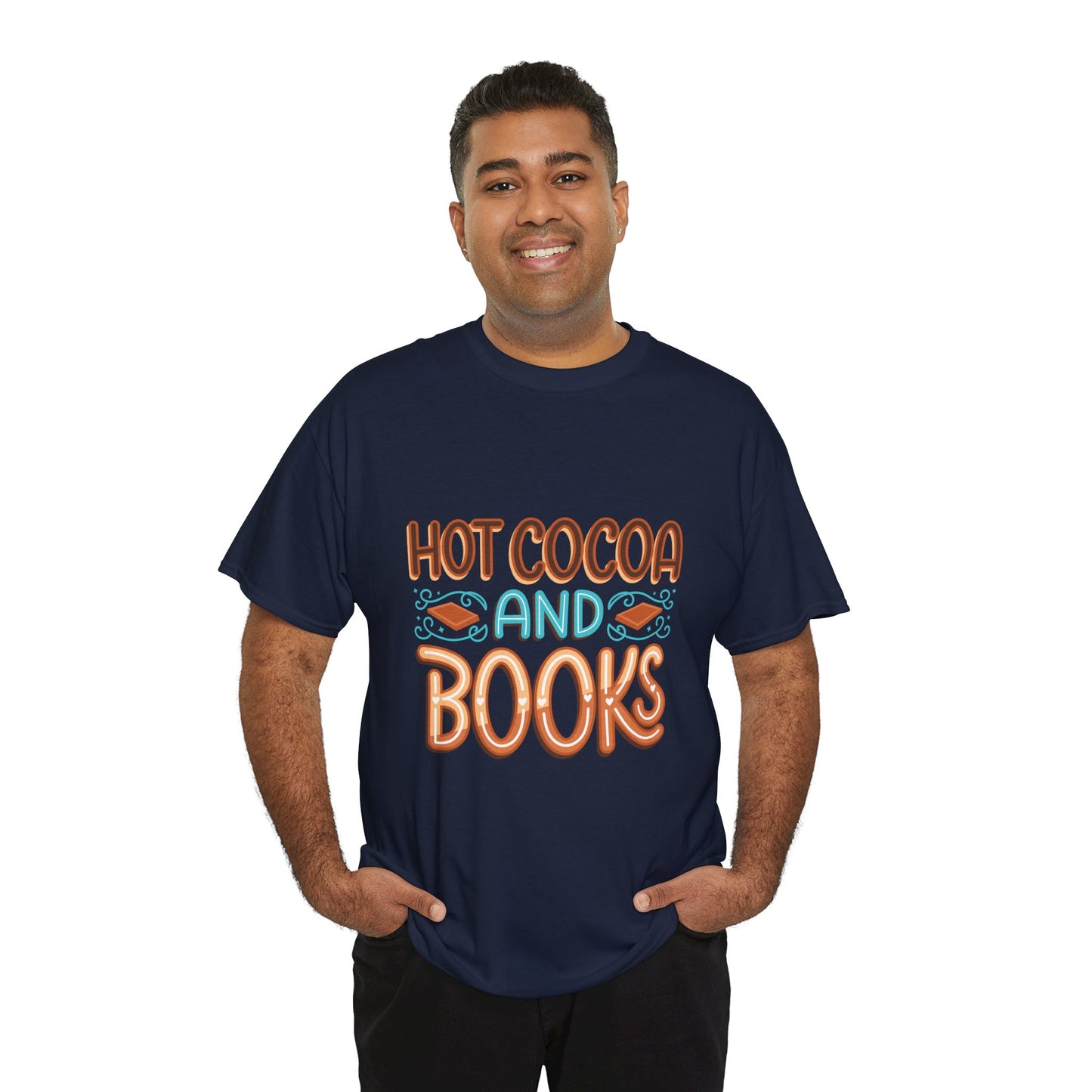 Hot Cocoa and Books Unisex Heavy Cotton T-Shirt