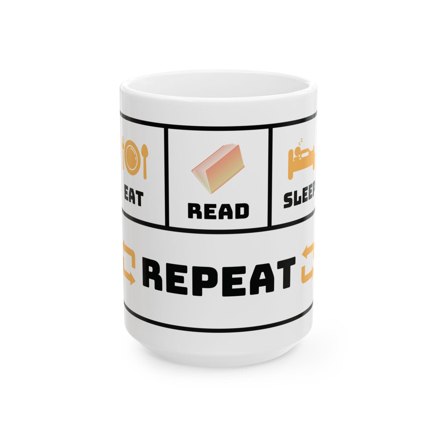 Funny Ceramic Mug - Eat, Read, Sleep, Repeat | Perfect Gift for Book Lovers and Coffee Enthusiasts