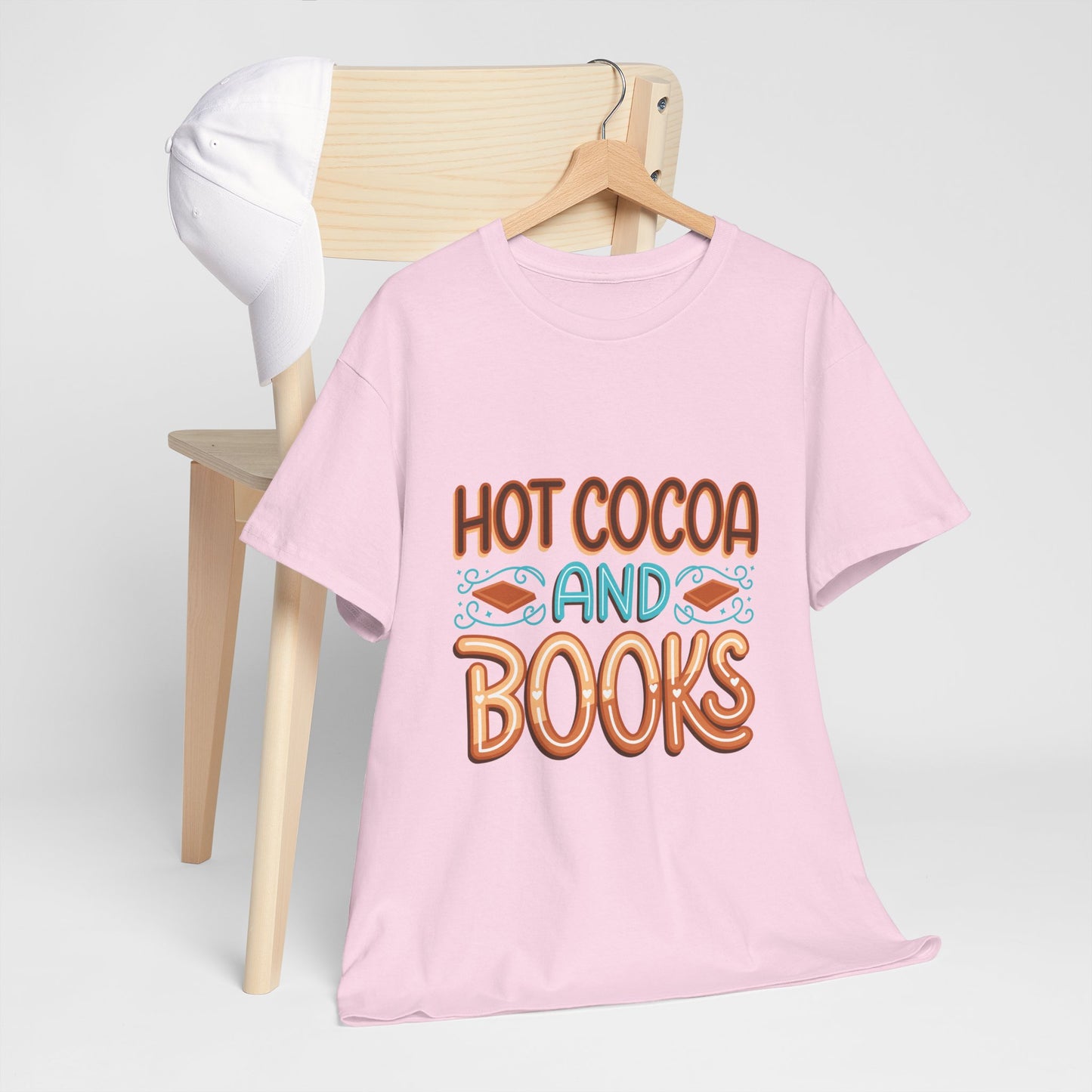 Hot Cocoa and Books Unisex Heavy Cotton T-Shirt